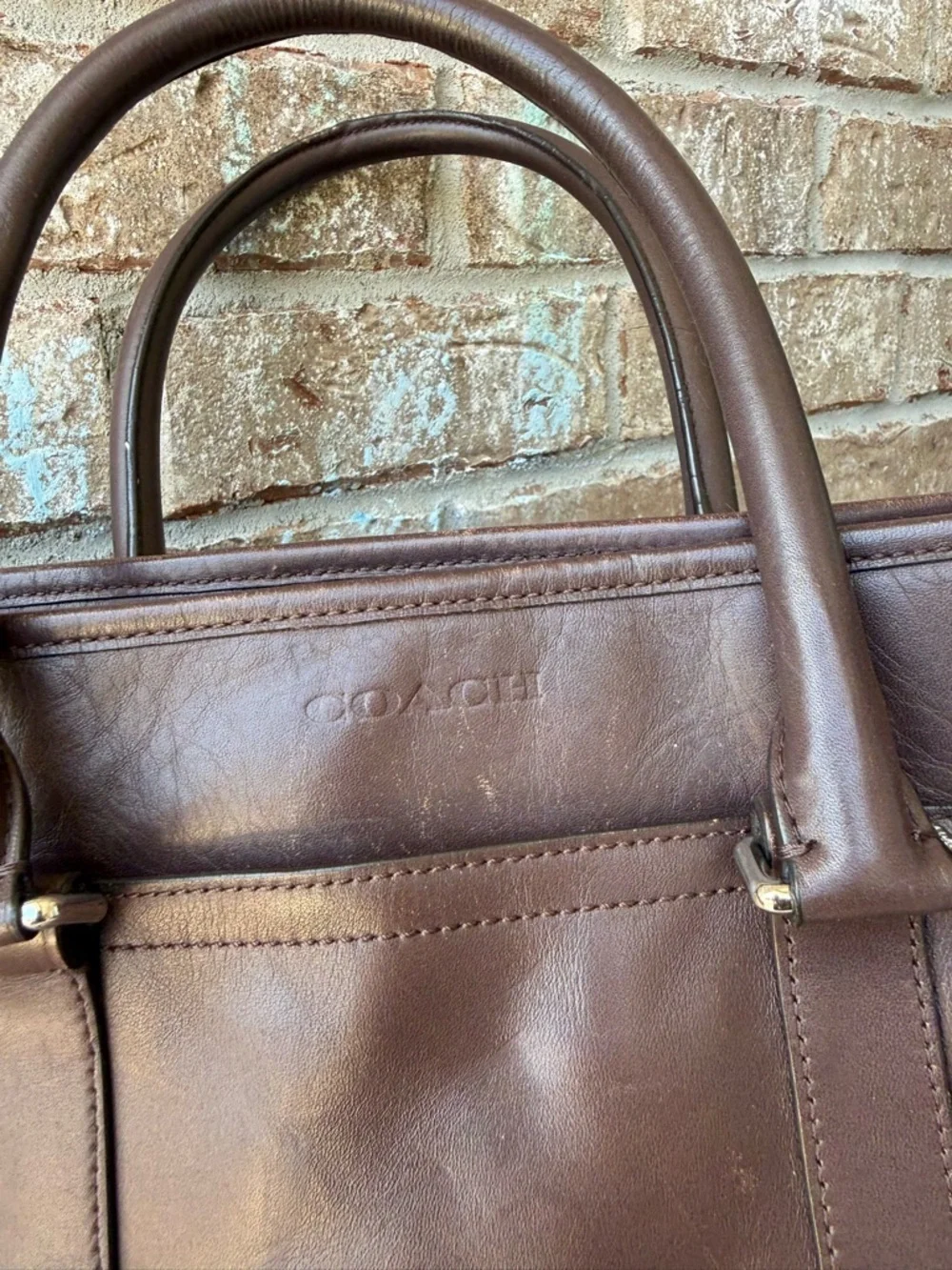Coach Lexington F70916 Brown Leather Briefcase Carry-all messenger Shoulder bag
